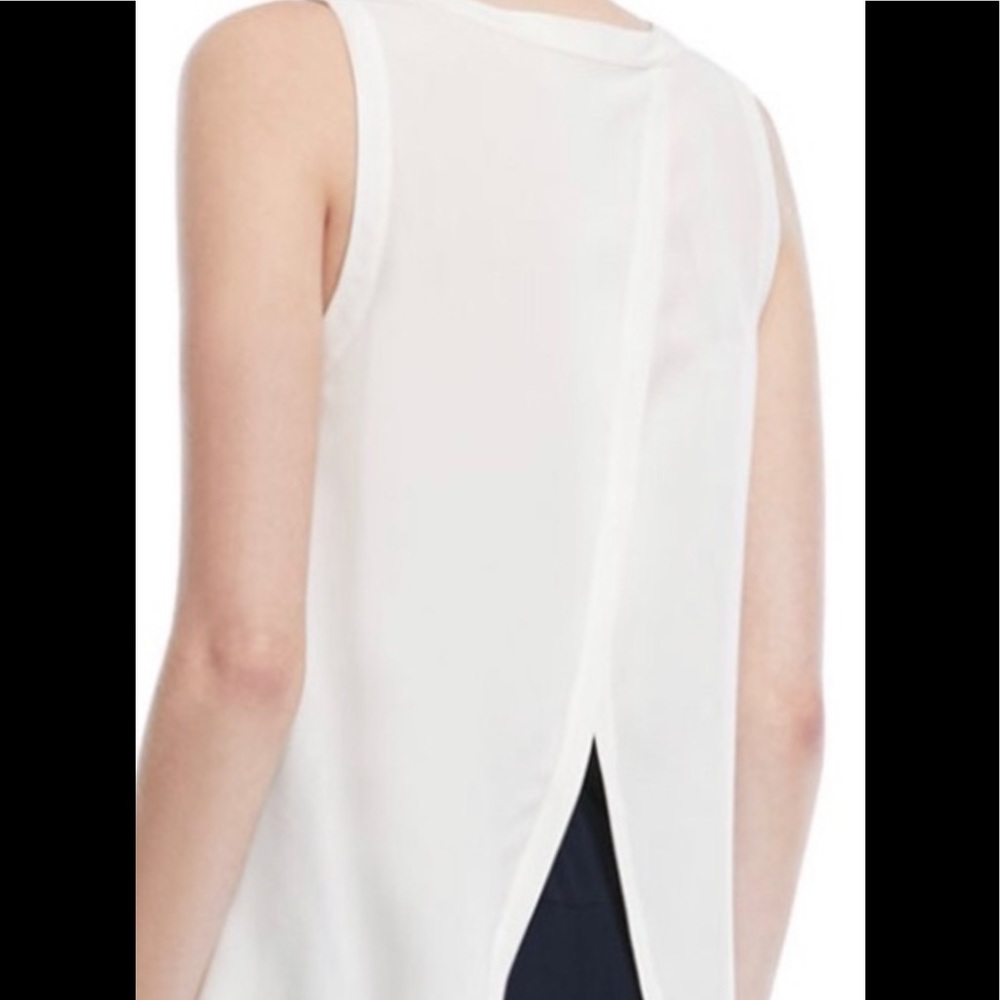Veronica Beard 💯 Silk Mina Shell Off White Sheer Overlay Back Top Size 0 - Picture 10 of 10
